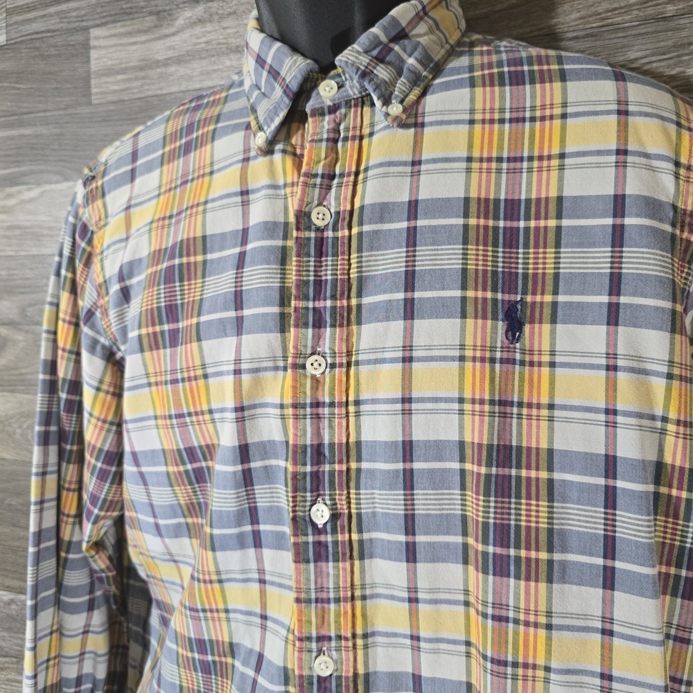 Ralph Lauren Men's Plaid Button Down Shirt LG Yellow Blue Purple Casual